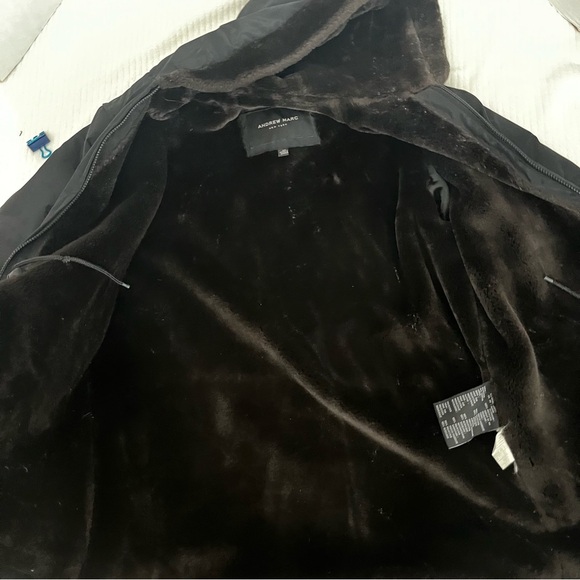 Andrew Marc Dark Brown Hooded Parka with Faux Fur Trim - Picture 8 of 9